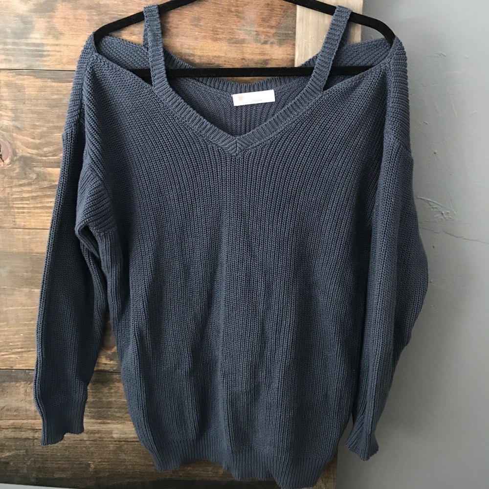 Mint Off the Shoulder Sweater